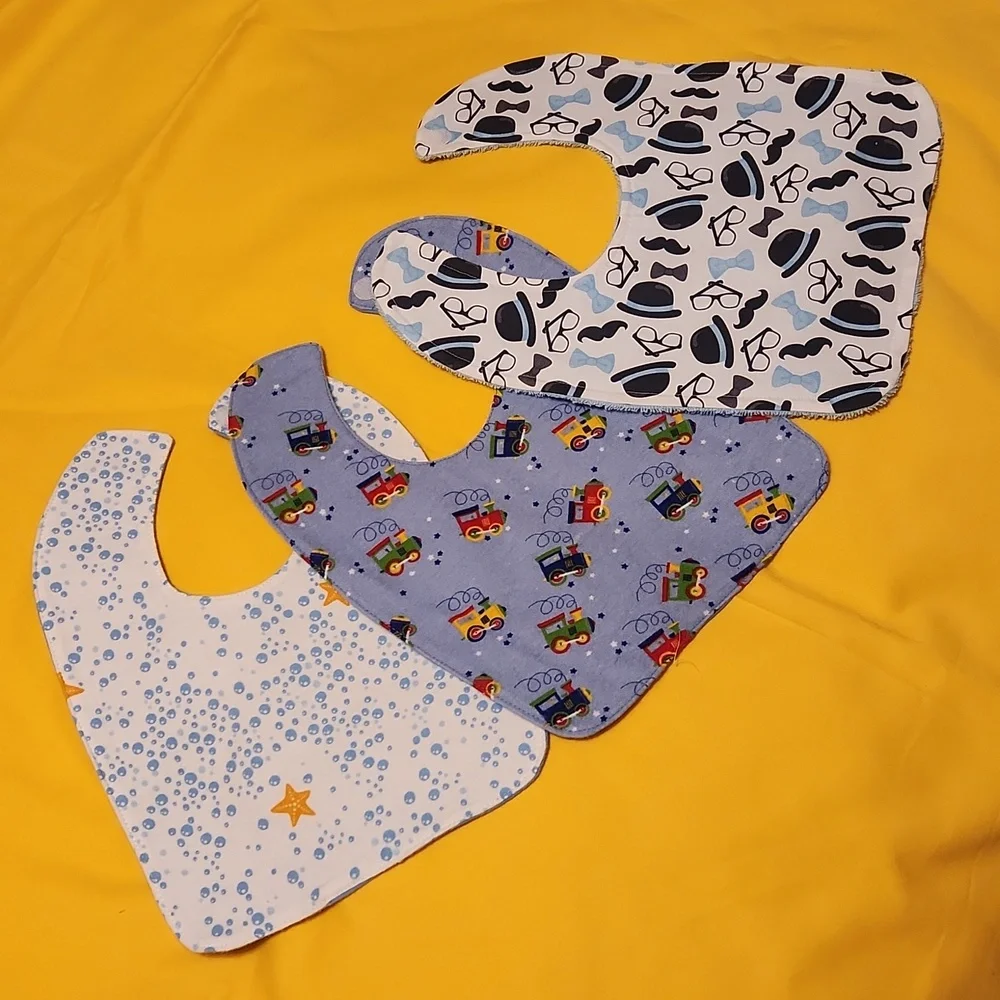 Handmade Baby Bibs for boys. Set of 3.
